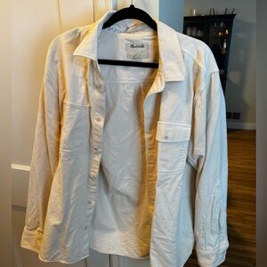 Madewell Men's Off-White Casual Button-Down Shirt Jacket